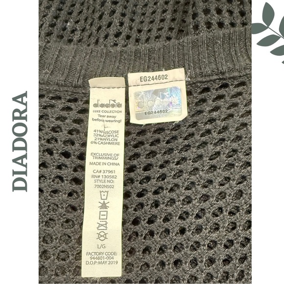 🛍️3/$40 Diadora Luxe Black Knit Sweater with Mesh Open Back | Long Sleeve Large - Picture 6 of 6